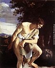 Orazio Gentleschi David Contemplating the Head of Goliath painting